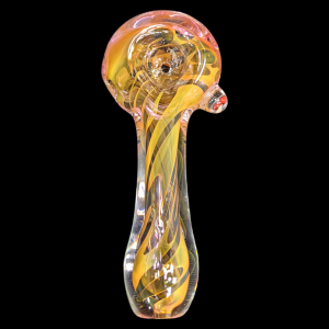 USA BLOWN - 4" Gold Fumed Millie Marble Art Hand Pipe [PDUSA05]